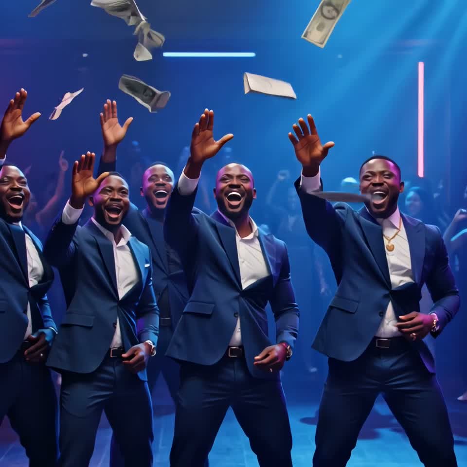 Money in the air inside a packed Nairobi club