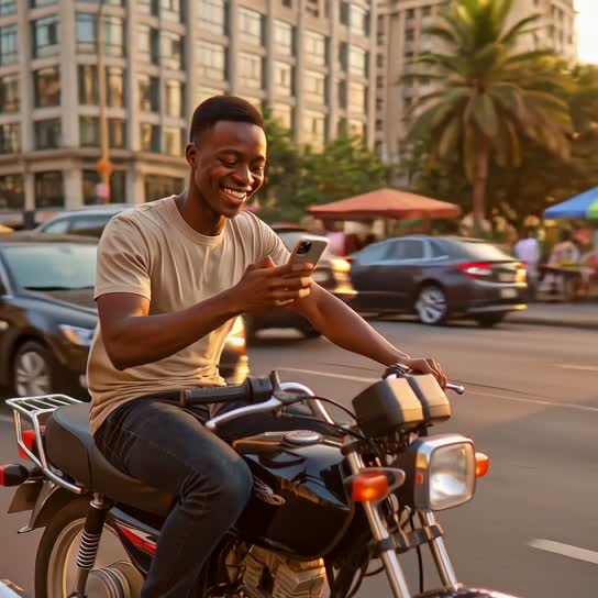 Kevo, a young boda boda rider on a Nairobi street